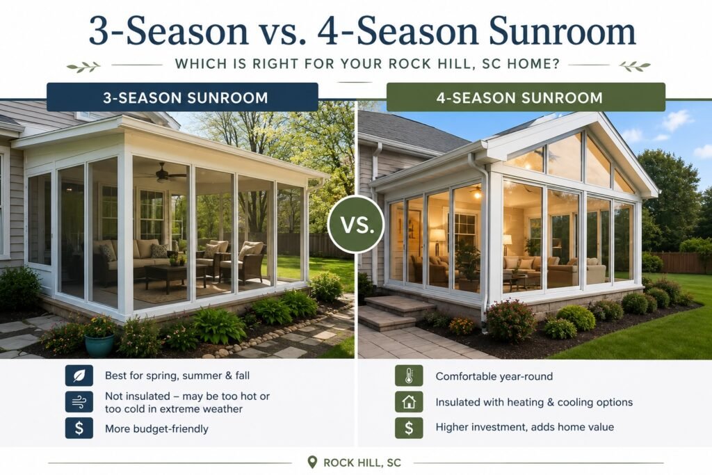 3-season sunroom versus 4-season sunroom in Rock Hill, SC